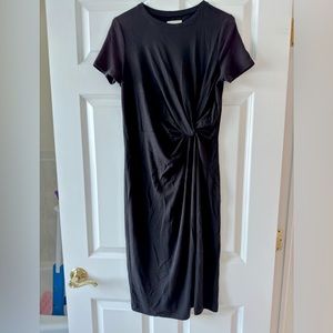 Lou & Grey | Twist Knit Signature soft sleeved dress | Black | Size: XS | Midi
